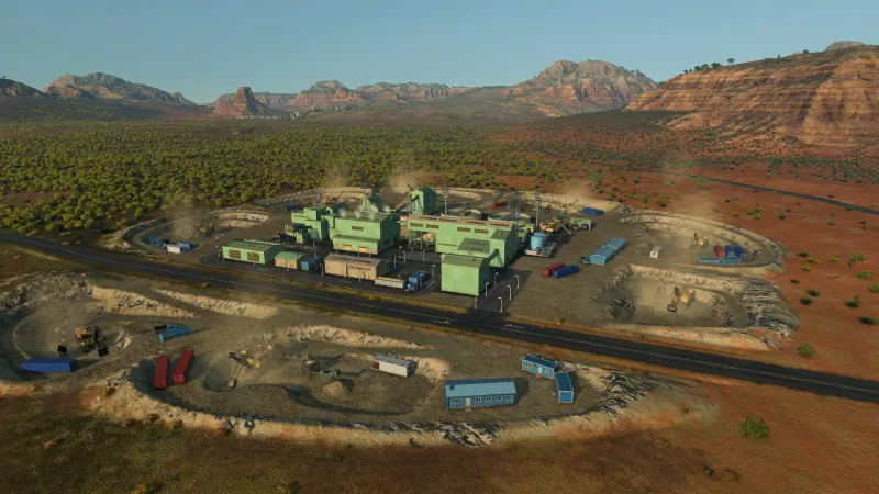 Transport Fever 3 official screenshot of a large built-up map